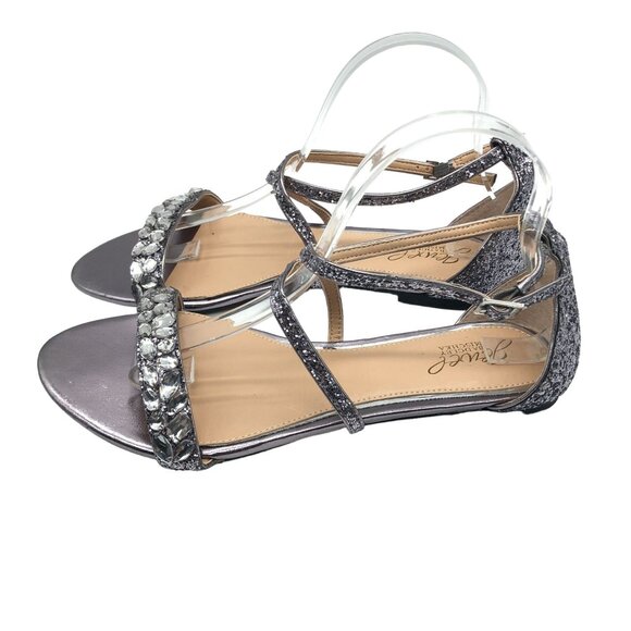 Badgley Mischka Jewel Osome Purple Silver Rhinestone Open-Toe Strappy Sandals 9 - Picture 3 of 7